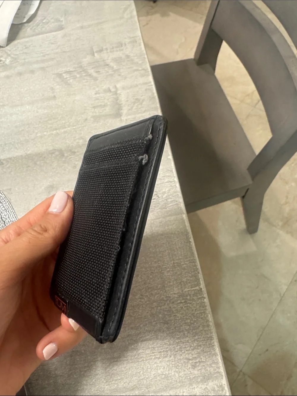 Tumi Black Leather Money Clip Card Holder